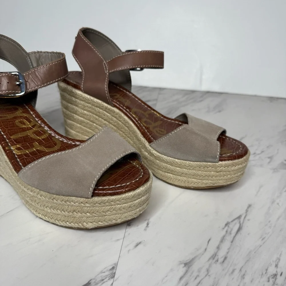 Sam Edelman Dimitree Gray Suede Espadrille Wedge Sandal 10M